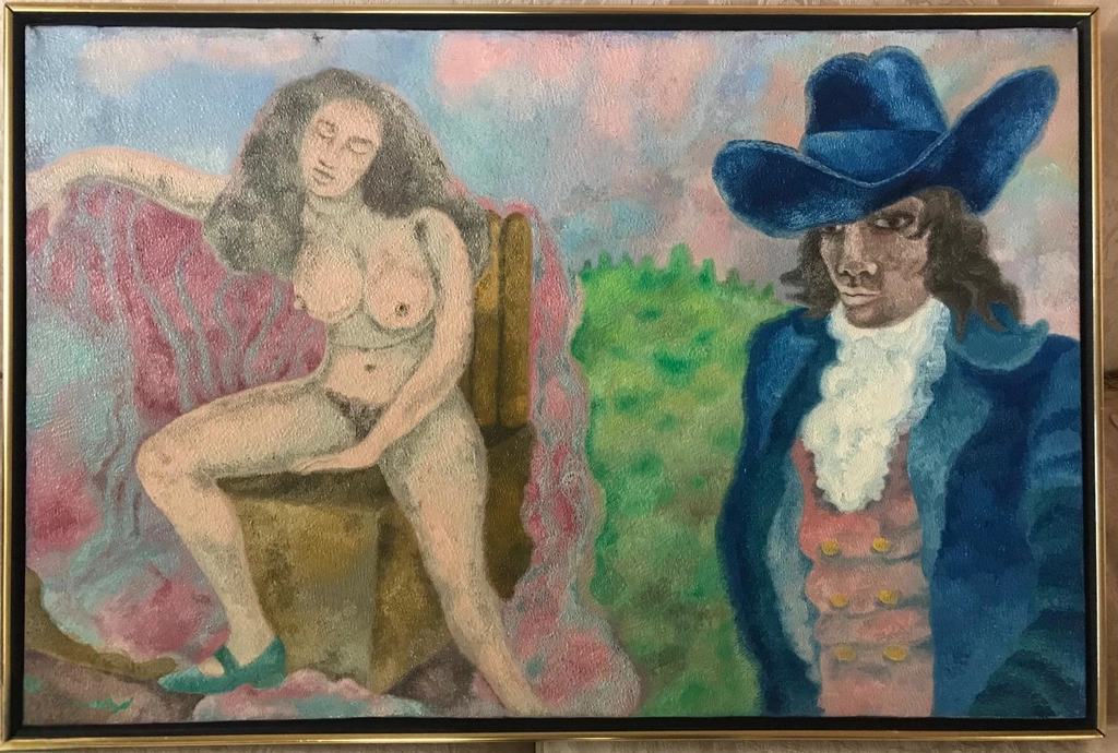 Olejny obraz - piękna scena z kobietą i mężczyzną