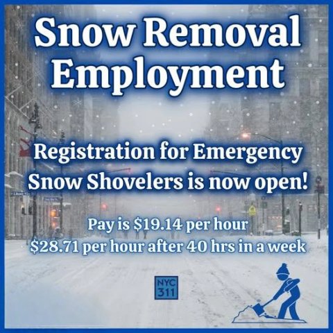 Employment in NYC: Help with Snow Removal and Earn Money!