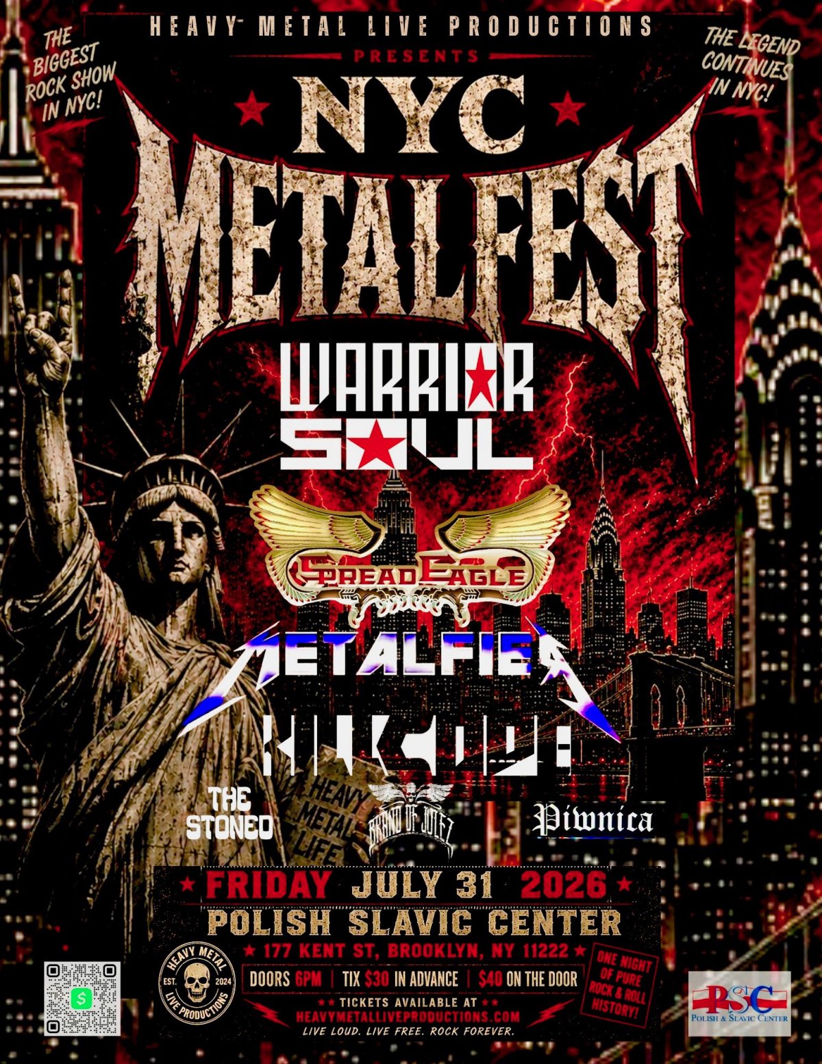 NYC Metalfest – Piątek, 31 lipca, 177 Kent Street, 6pm