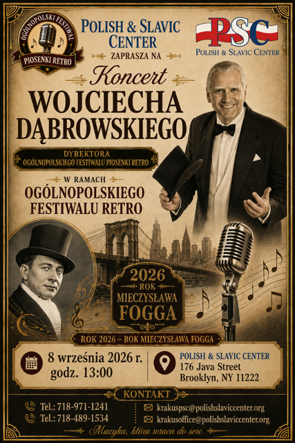 Welcome to the concert of Wojciech Dąbrowski, as part of the nationwide Retro Festival, September 8th, 176 Java St., 1 pm