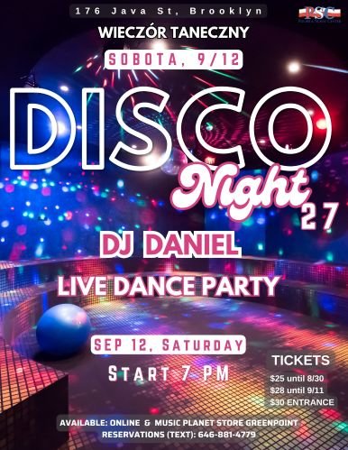 Disco Night 27 – September 12 – – Dance Evening at CPS!