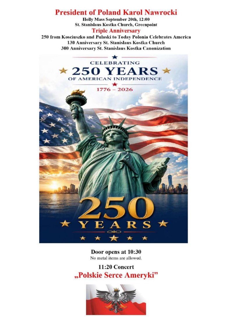 250 from Kosciuszko and Pułaski to Today – Polonia Celebrates America – September 20, 12pm