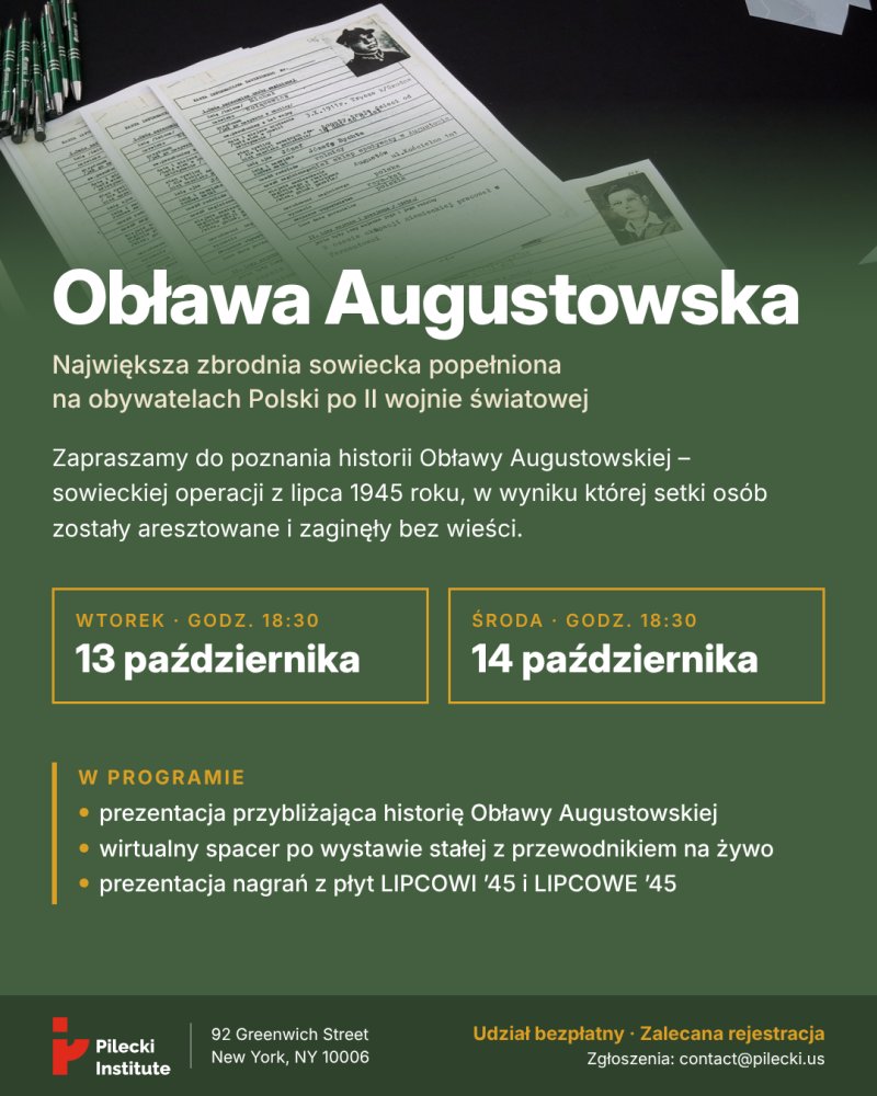Instytut Pileckiego zaprasza na prezentację o Obławie Augustowskiej: 13 i 14 października o godz. 18:30