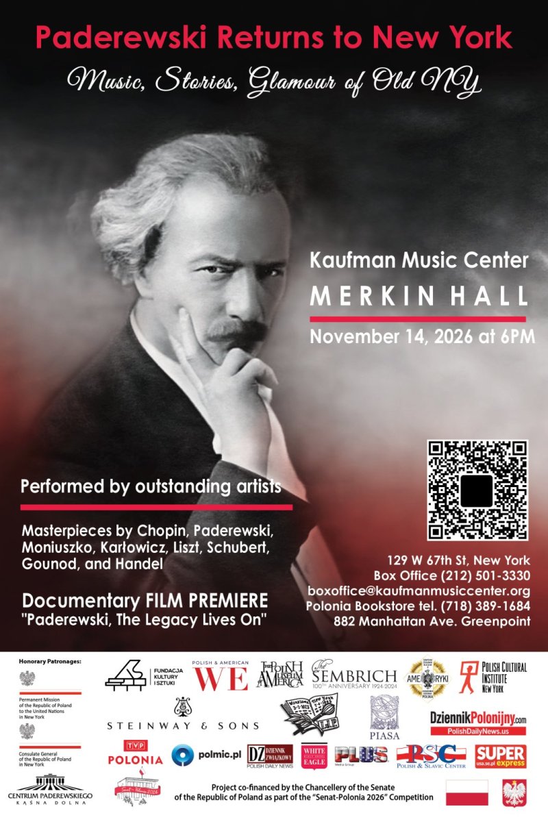 Paderewski Returns to New York: November 14, 6 pm, 129 W 67th St, New York, NY