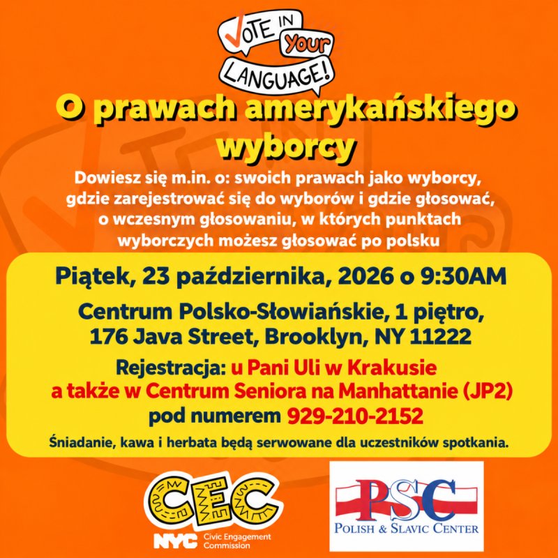 About the Rights of the American Voter – Friday, October 23rd, 9:30am, 176 Java St, 1st Floor, registration required