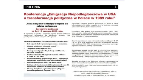 Konferencja „Emigracja Niepodległościowa w USA a transformacja polityczna w Polsce w 1989 roku”