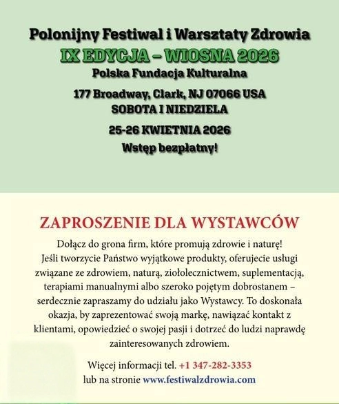 IX Polonijny Festiwal i Warsztaty Zdrowia - Wiosna 2026