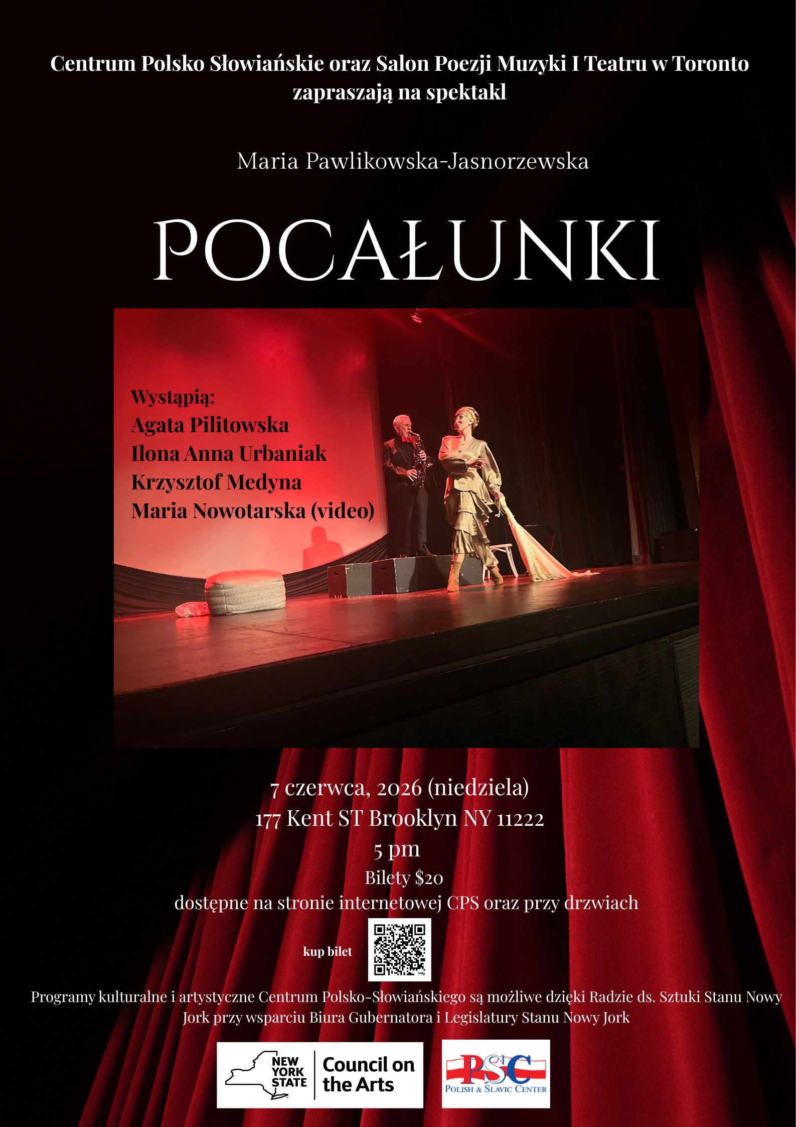 Spektakl Marii Pawlikowskiej-Jasnorzewskiej “Pocałunki” – 7 czerwca, 177 Kent St, 5pm.
