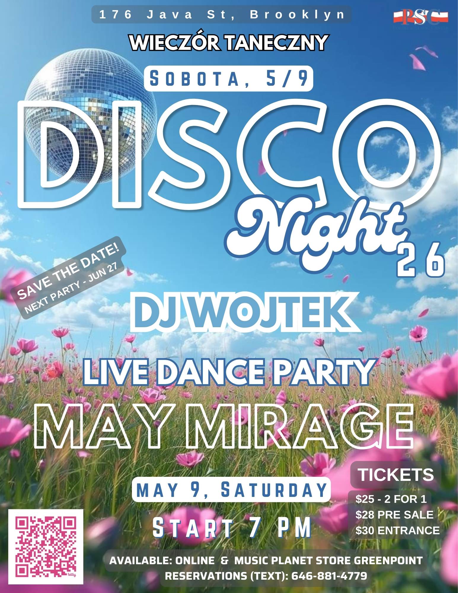 ZAPROSZENIE NA DISCO NIGHT 26 W CPS — 9 MAJA, GODZ. 19:00