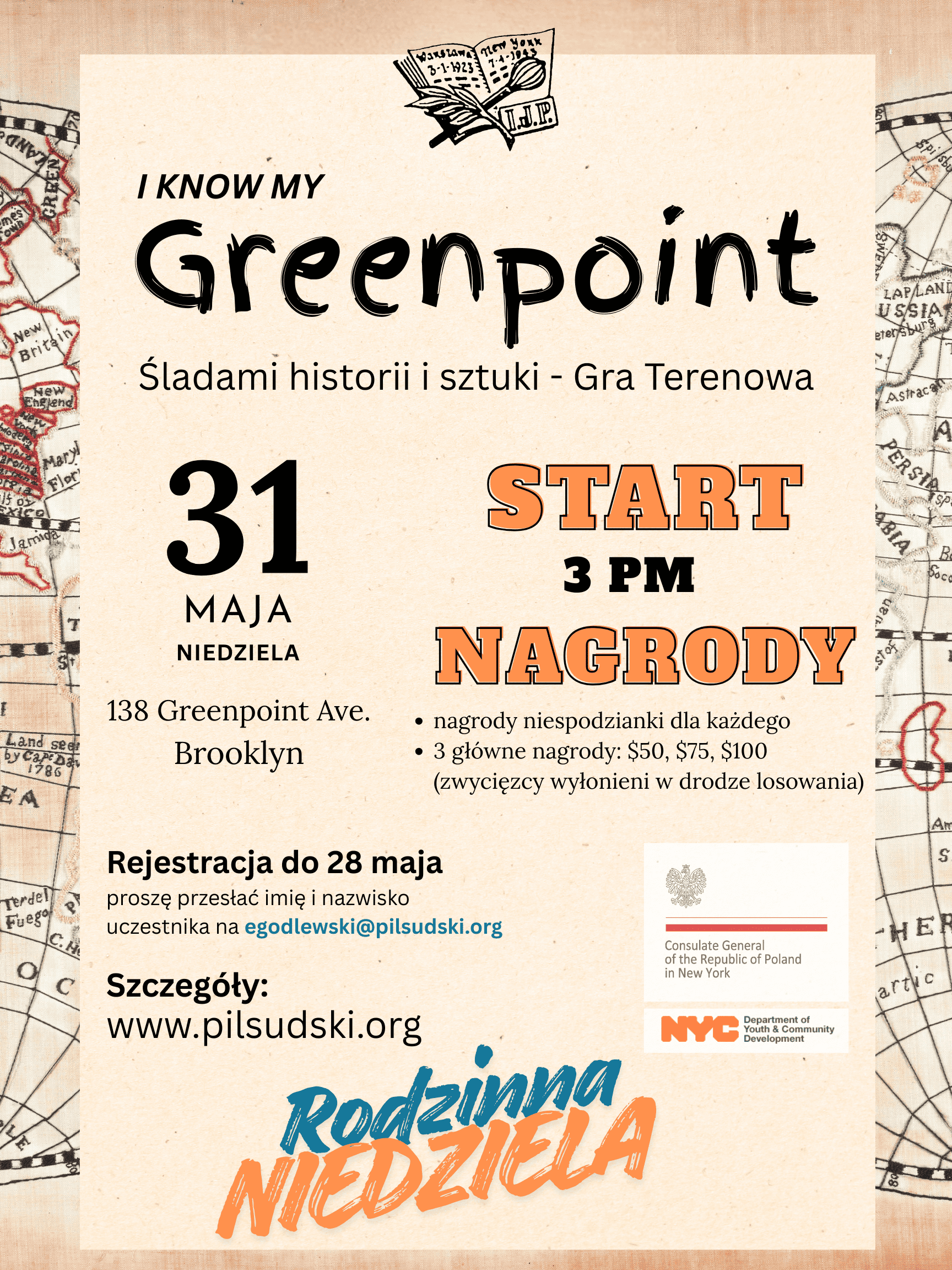 Śladami historii i sztuki – Gra Terenowa, Niedziela 31 Maja, 3 pm,  138 Greenpoint Ave